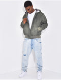 Veste en jeans fourrée & à capuche