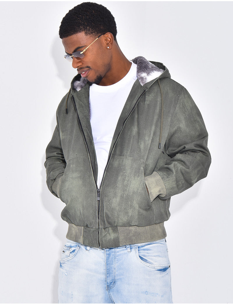 Veste en jeans fourrée & à capuche