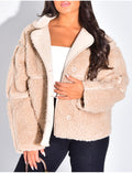 Veste oversize en peau de mouton droite