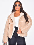 Veste oversize en peau de mouton droite