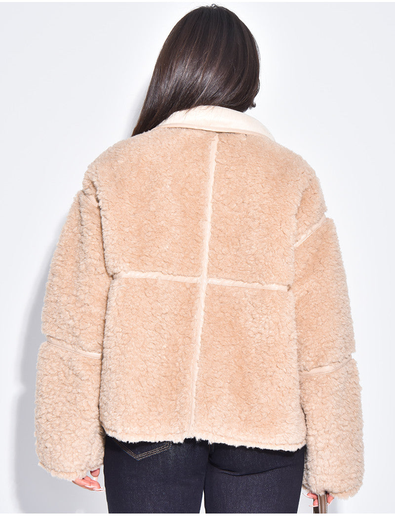 Veste oversize en peau de mouton droite