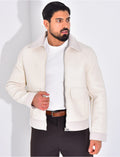 Veste en similicuir aux extrémitées contrastantes