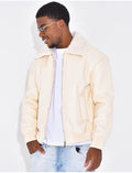 Veste en similicuir avec fourrure au col