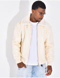Veste en similicuir avec fourrure au col