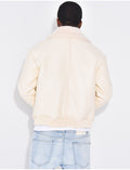 Veste en similicuir avec fourrure au col