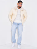 Veste en similicuir avec fourrure au col