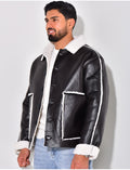 Veste en similicuir et fourrure