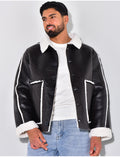 Veste en similicuir et fourrure