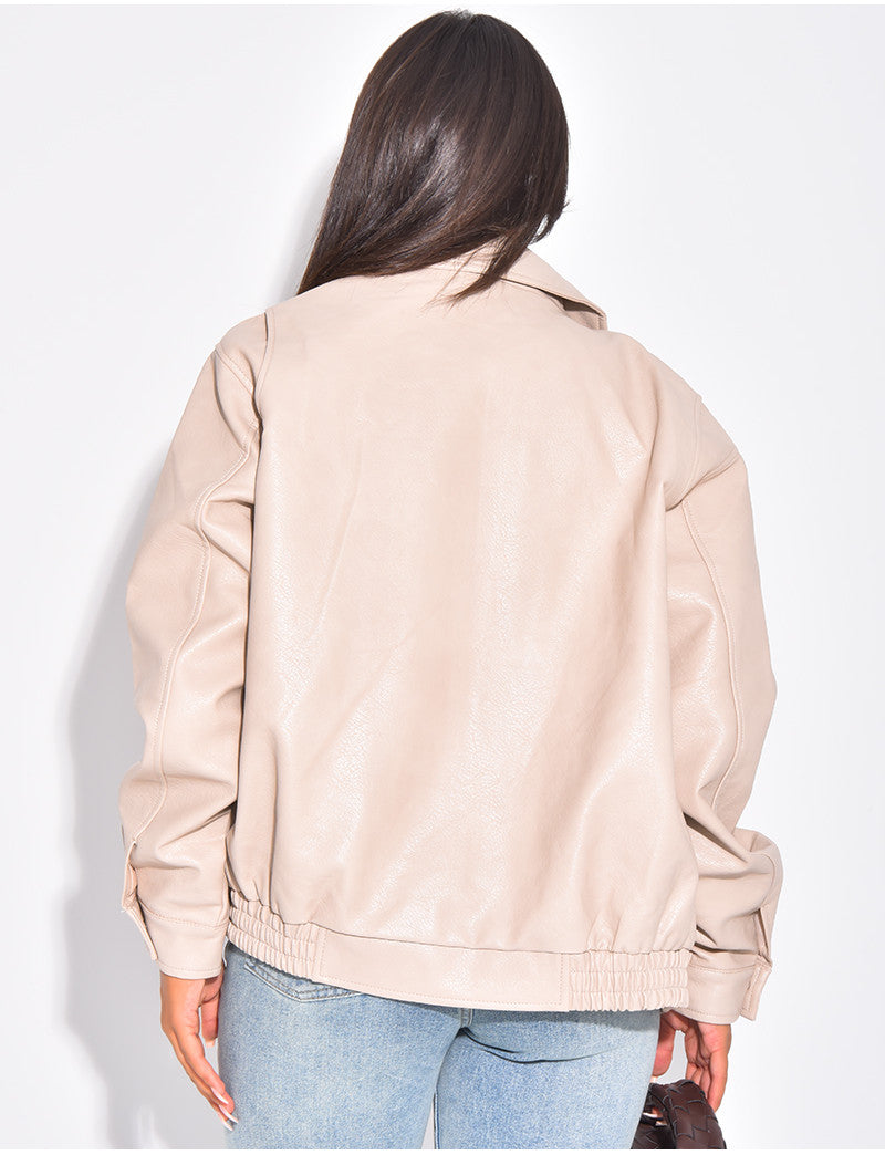 Bombers oversize en similicuir épais