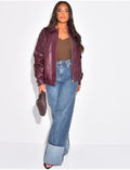 Bombers oversize en similicuir épais
