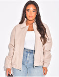 Bombers oversize en similicuir épais