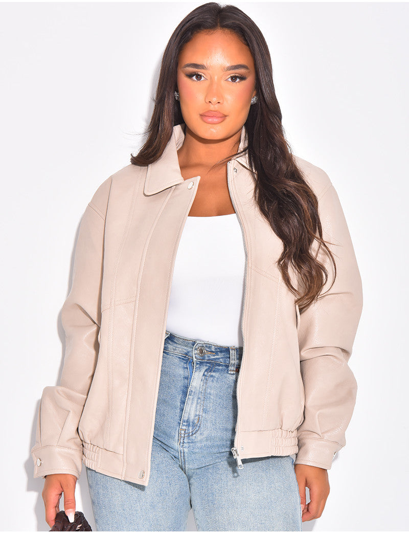 Bombers oversize en similicuir épais