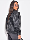 Bombers oversize en similicuir épais