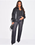 Bombers oversize en similicuir épais