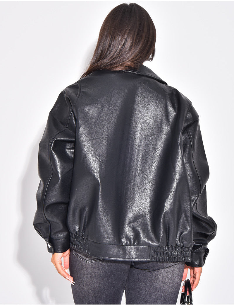 Bombers oversize en similicuir épais
