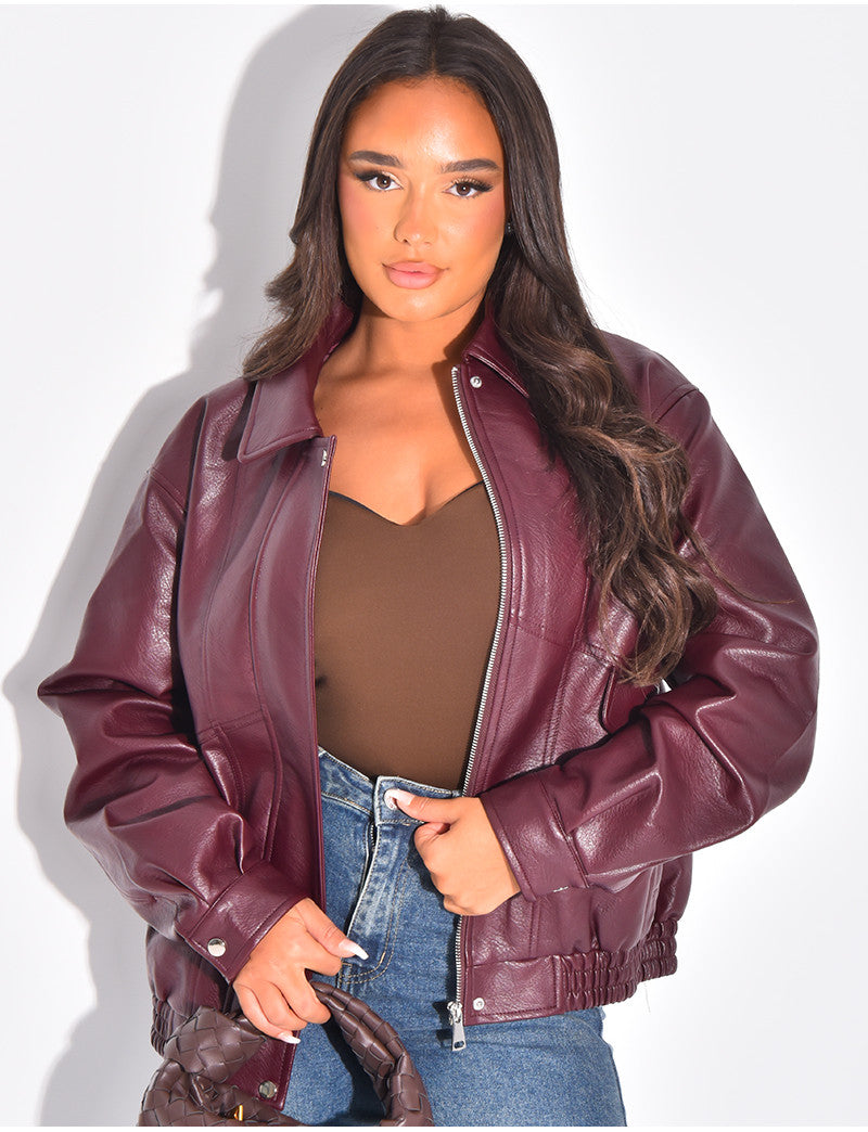 Bombers oversize en similicuir épais
