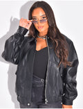 Bombers oversize en similicuir épais