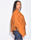 Veste courte en suédine à franges