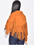Veste courte en suédine à franges