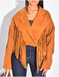Veste courte en suédine à franges