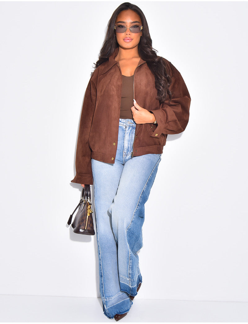 Veste style bombers en suédine