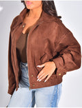 Veste style bombers en suédine