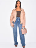 Veste courte style bombers en suédine