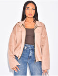 Veste courte style bombers en suédine