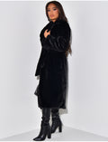 Manteau long en fourrure à nouer