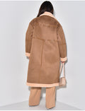 Manteau aviateur long en suédine à doublure peau de mouton