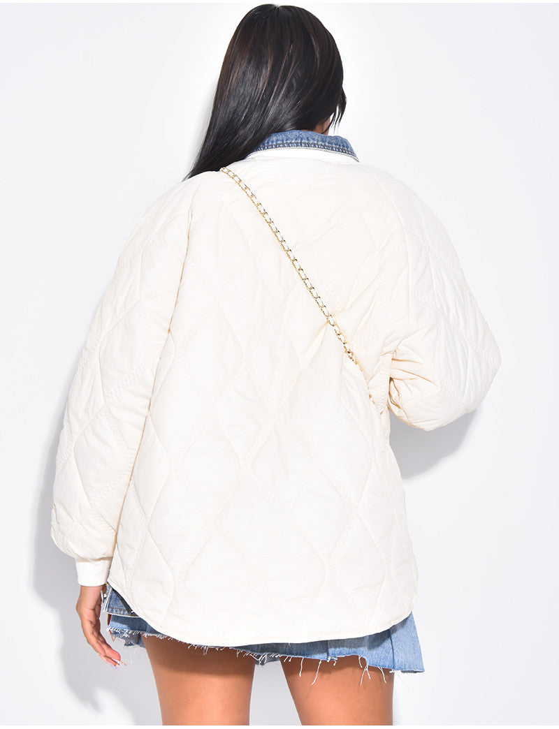 Veste matelassée à bordures en jeans