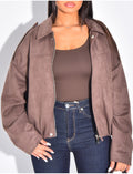 Veste oversize en suédine camel
