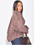 Veste oversize en suédine camel