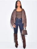 Veste oversize en suédine camel