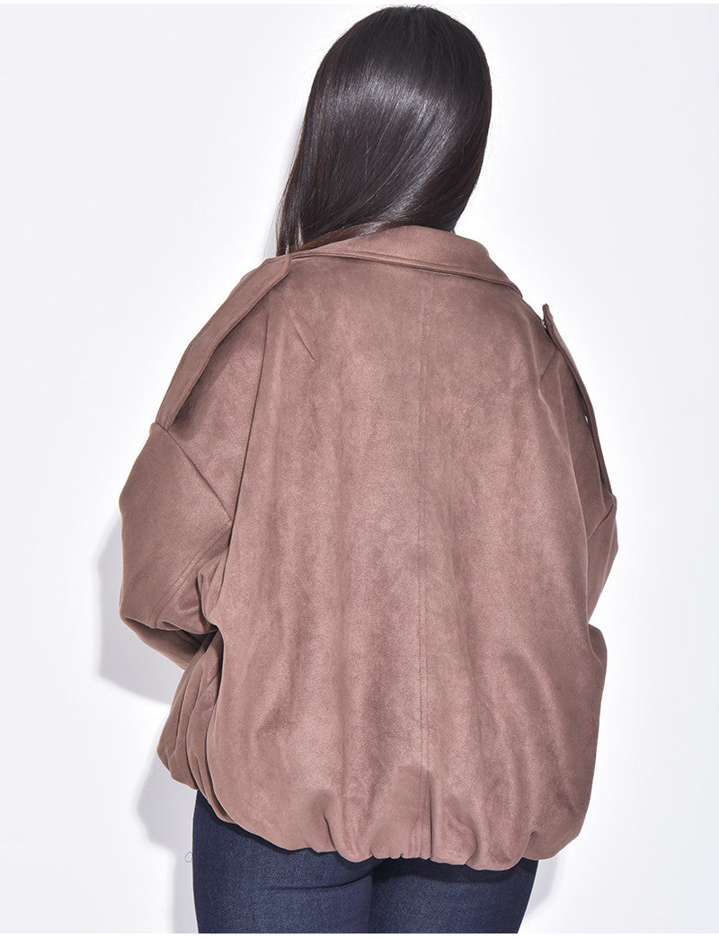 Veste oversize en suédine camel